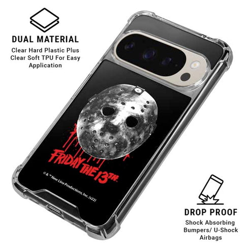 Warner Bros Friday the 13th Jason Voorhees Dripping Mask Pixel 9/9 Pro Clear Case